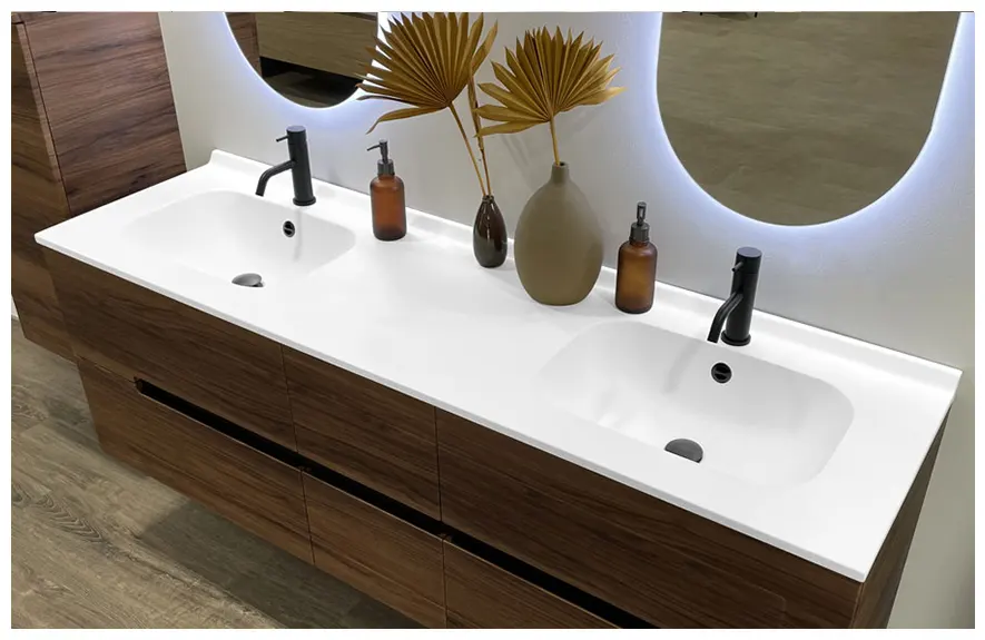 Double vasque pour salle de bain familiale facilitant l'utilisation quotidienne de plusieurs personnes